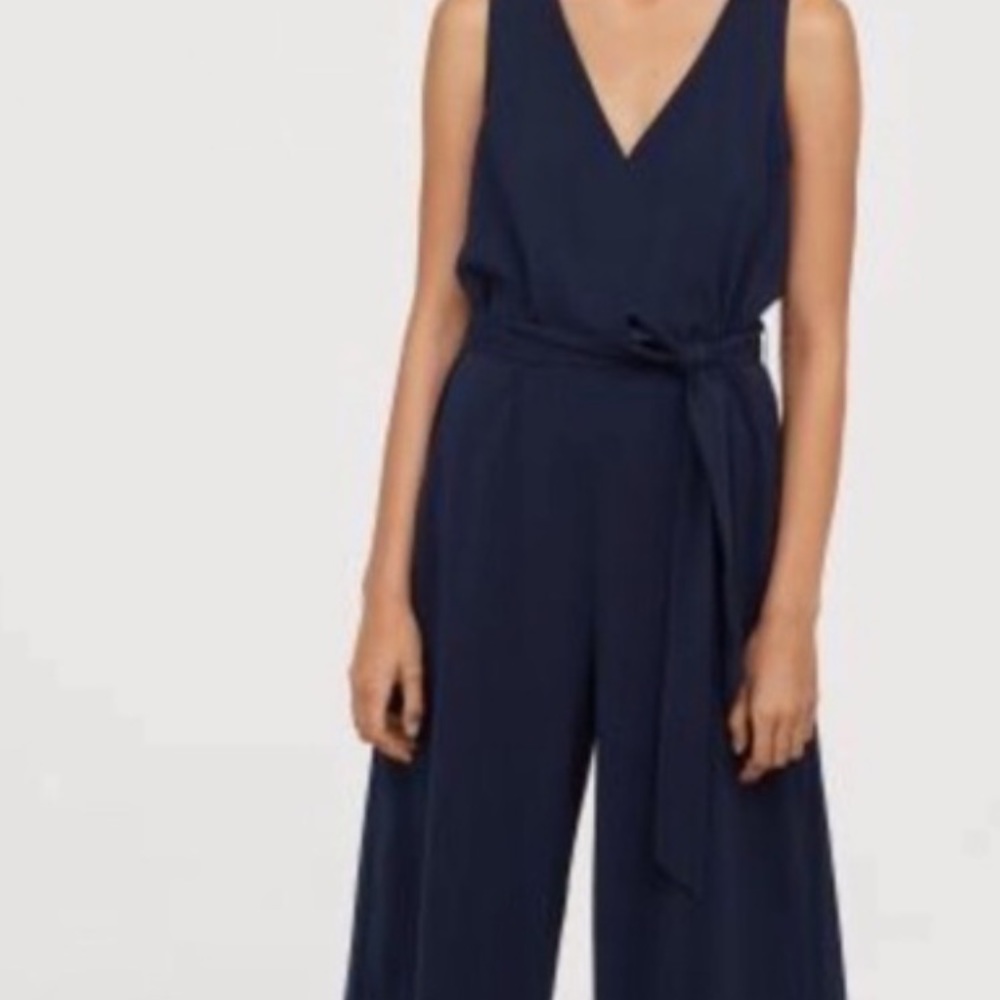 H&M Navy Wide Leg Jumpsuit Size 2